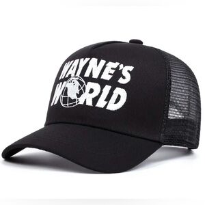 Wayne’s World Black Mesh Trucker Hat – Adjustable Snapback NWT